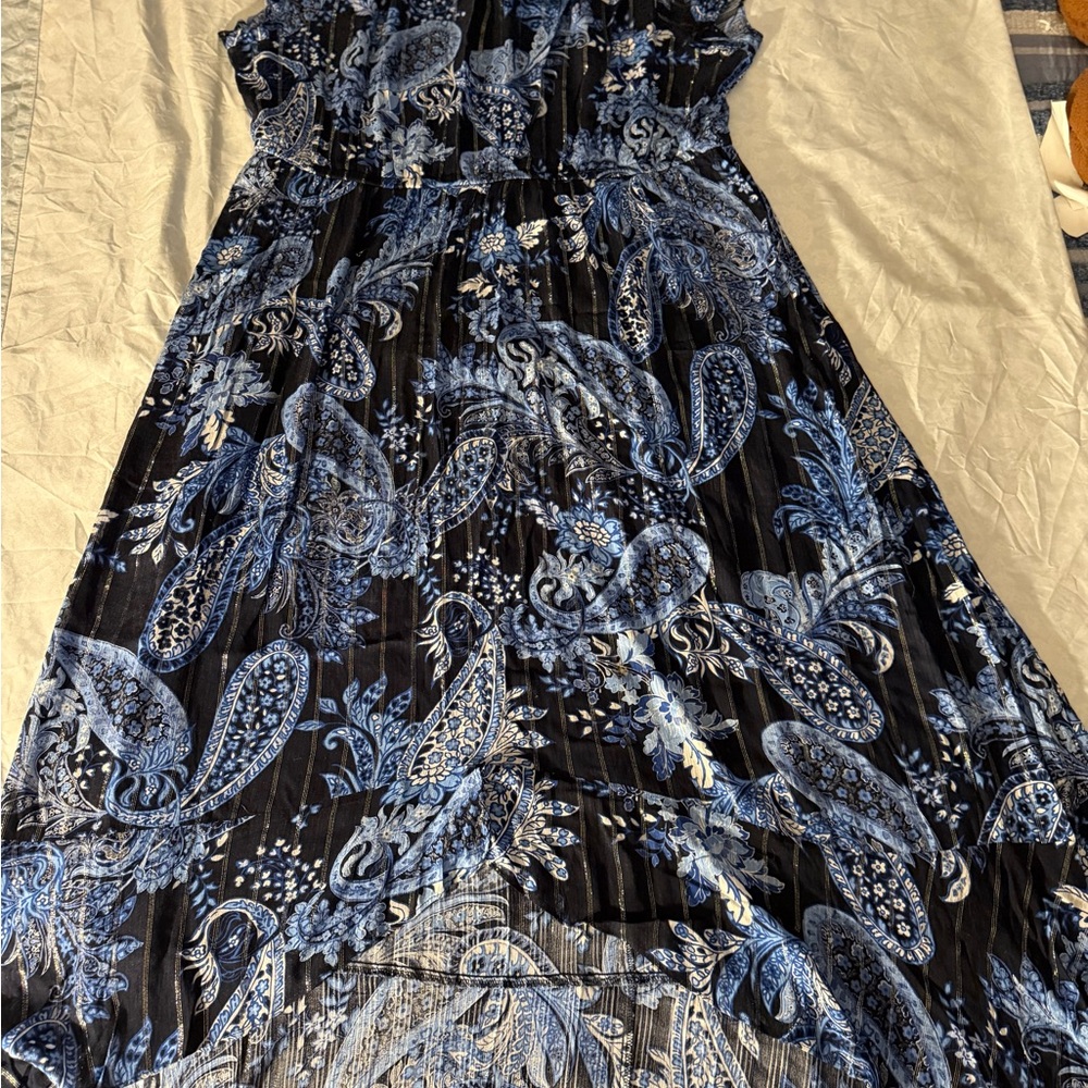 Lane Bryant Blue and Black Paisley Maxi Dress